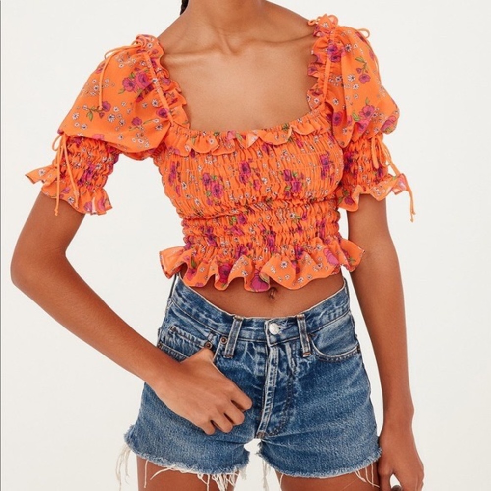 For love & lemons peony puff sleeve top